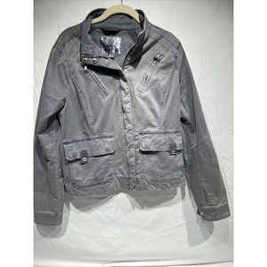 Boundless North Womens  Zipper Jacket  Blazer‎ S Gray Pockets